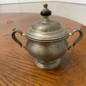 Vintage Oneida Heirloom Pewter Sugar Bowl Container With Lid made in USA